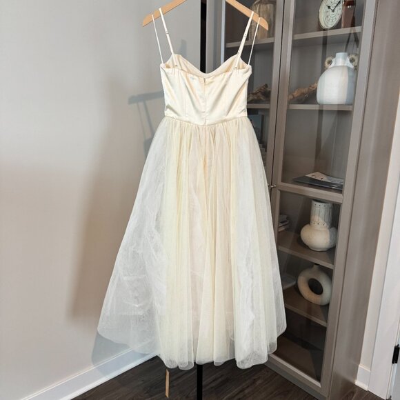 Reformation Ivory Fior Di Latte Alouette Dress 4 NEW Tulle Fit and Flare Wedding - Picture 3 of 7